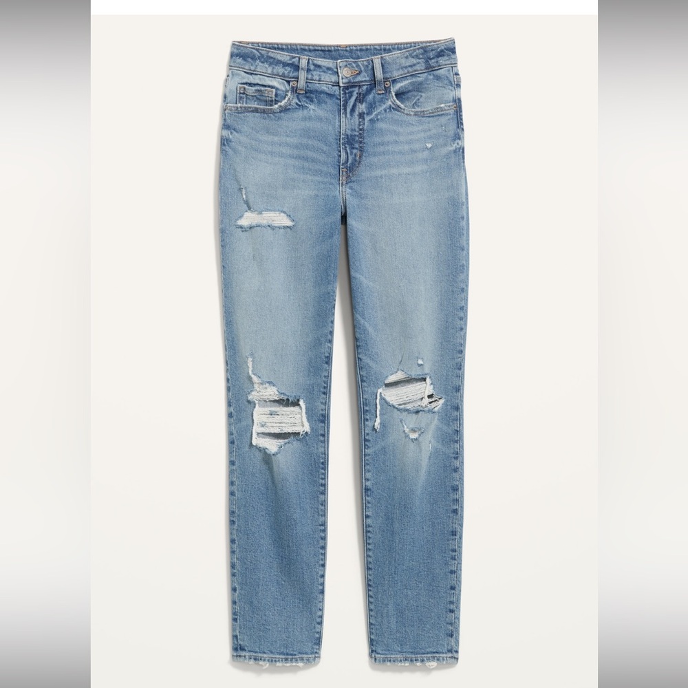 Old Navy || OG Straight Leg High Rise Ripped Medium Wash Jeans (20 Petite) - NWT